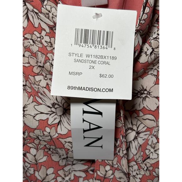 NWT 89th Madison Plus Size 2X Floral Midi Skirt - Sandstone Coral/White - Picture 6 of 9